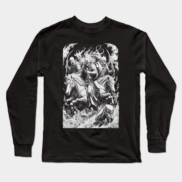 Four Horsemen of the Apocalypse Long Sleeve T-Shirt by lyndsey craven